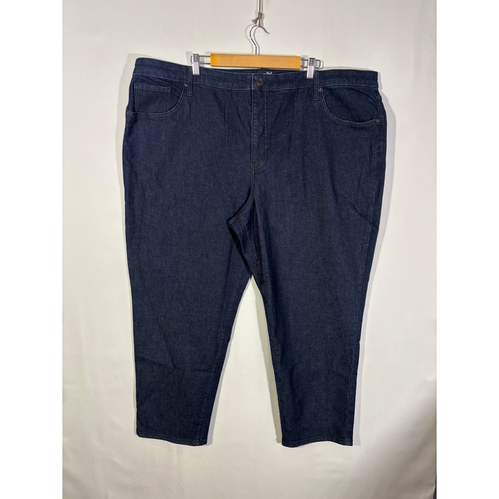 Classic Dark Wash Denim Terra & Sky Straight Leg Jeans Womens 26W Indigo